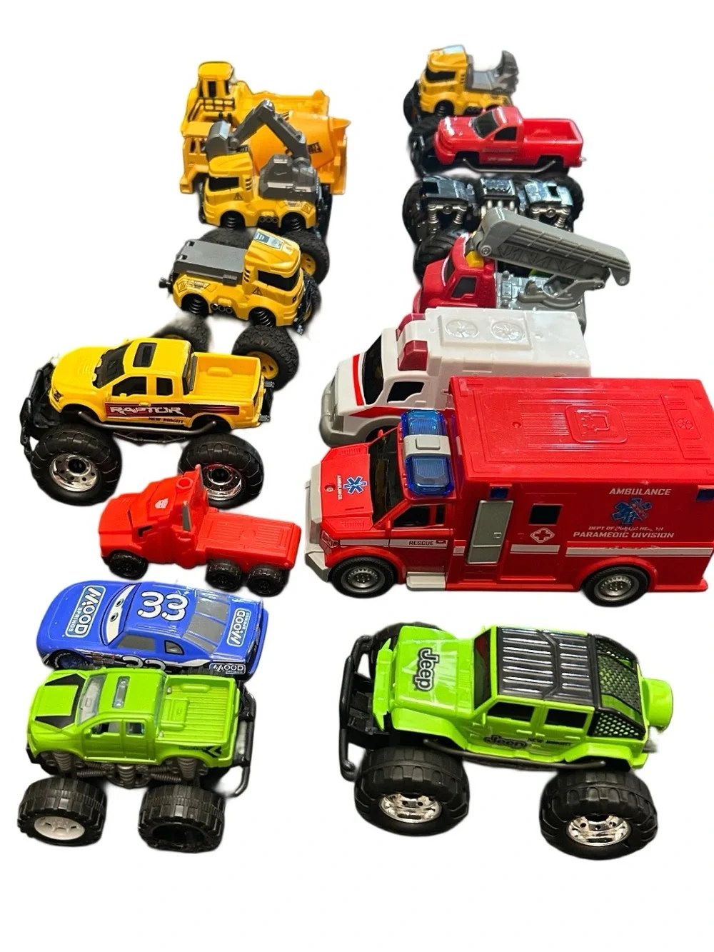 Lot Of 15 Toy Trucks Construction Vehicles Collection Set Play Cars
